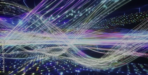 abstract blue background Abstract digital network connections flowing, glowing lines, futuristic technology background, seamless loop.” or “Data stream visualization, geometric patterns, light trails