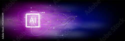 The concept of artificial intelligence technology. Mobile phones work together with  technology to help send and receive information,Vector  fantastic style