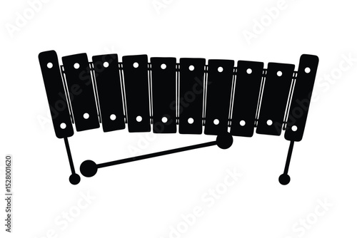 silhouette of a xylophone with mallets.eps