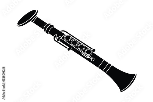 vector illustration of a clarinet in black outline.eps