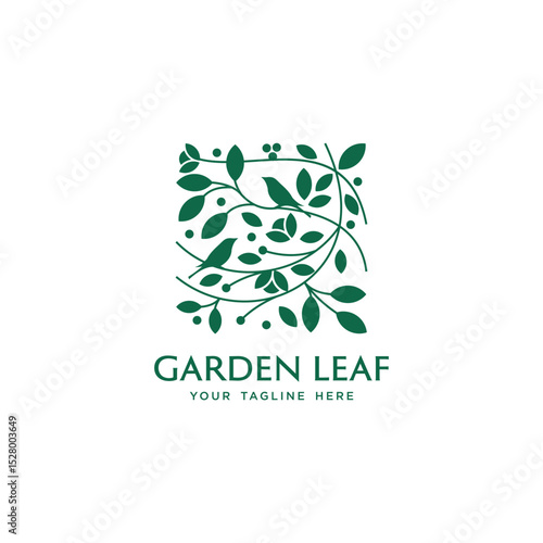 abstract leaves garden logo design