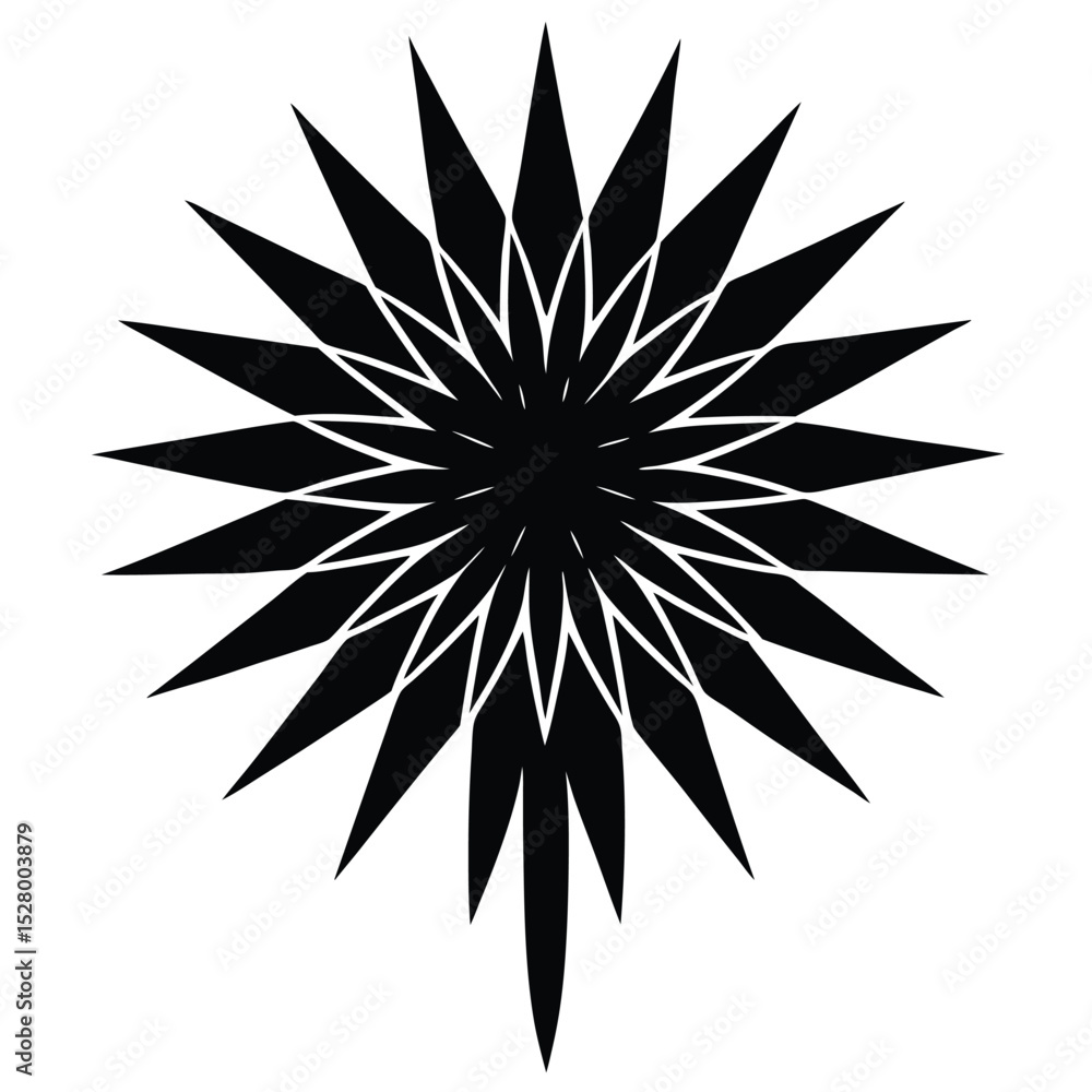 Fototapeta premium Isolated black starburst shape on white background