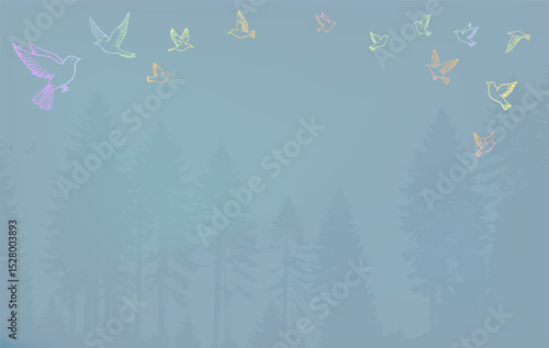 A cool illustration of a crowd of flying birds03