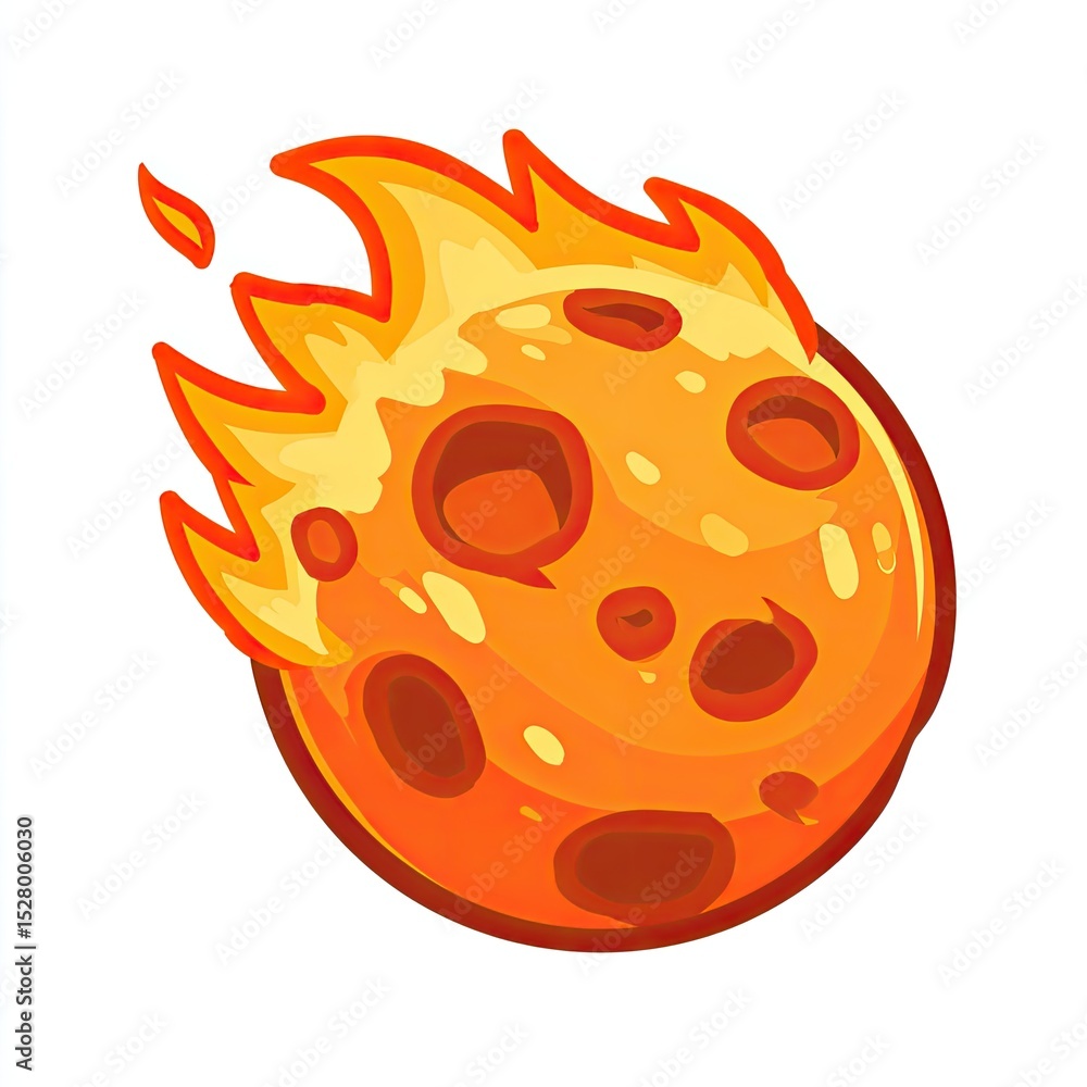 Fototapeta premium Fiery, cratered celestial body hurtling through space