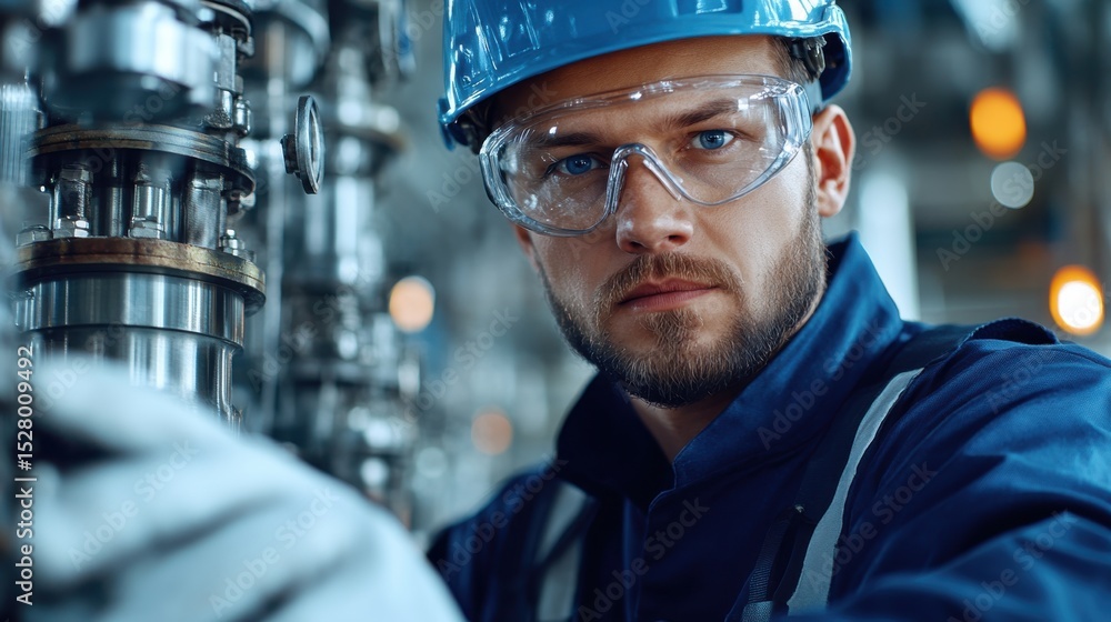 Industrial engineer working on a pipeline in a heavy industry factory Industrial engineer working on a pipeline in a heavy industry factory