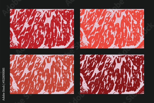 Wagyu Marbled Meat Texture Background Set