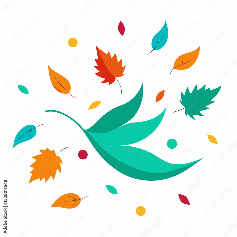 Fototapeta premium Falling autumn leaves colorful design element