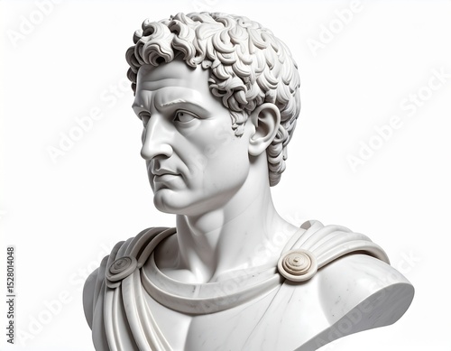 Bust of Julius Caesar, Roman Emperor on an isolated white background
