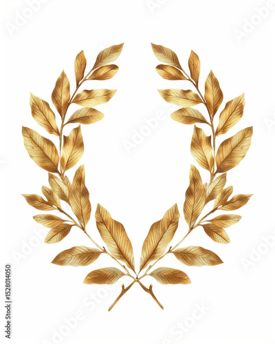 Roman golden laurel wreath on an isolated white background 