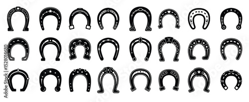 lucky horse shoes blacksmith graphic symbols hoof objects collection