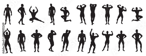 man bodybuilder silhouettes.