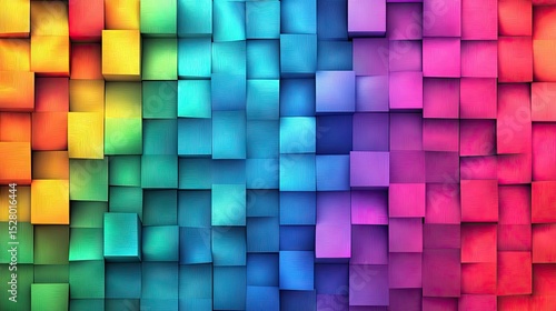 A vibrant, colorful pattern of textured cubes.