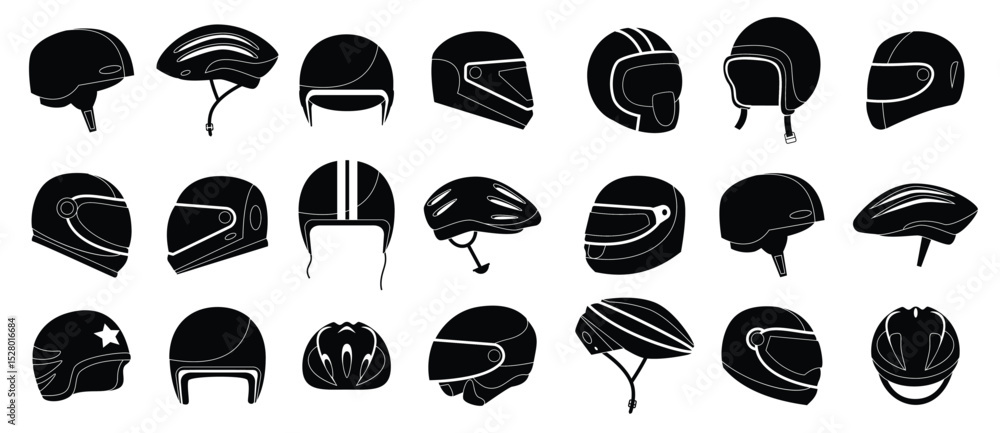 Fototapeta premium motorcycle helmets silhouette monochrome racing headgear equipment car motorbike bicycle driver head