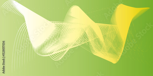 Abstract yellow line on the green background image, a unique pattern graphics element modern summer creative gradient effect on the line vector illustration futuristic technological canvas template