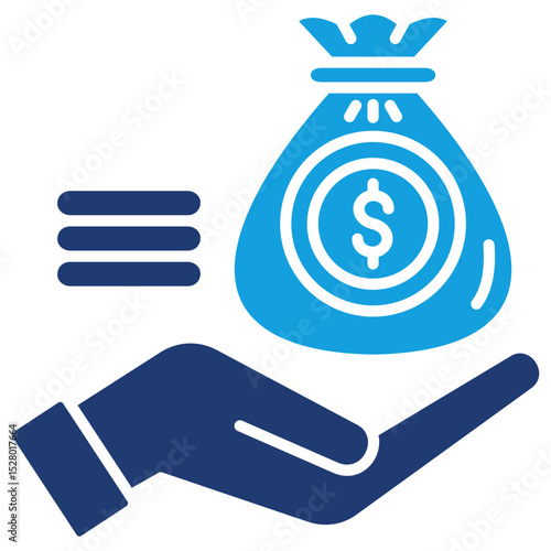 Earning Flat Blue Icon
