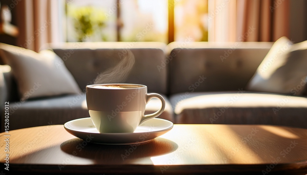 Obraz premium close up morning coffee on the table in the living room