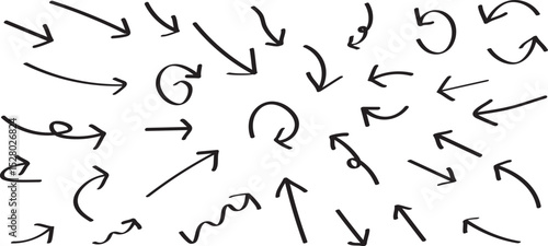 イラスト素材：手書きのベクター矢印セット　 黒Hand drawn cute vector arrows set
