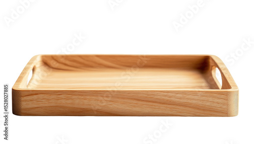 Light-brown wooden serving tray with handles