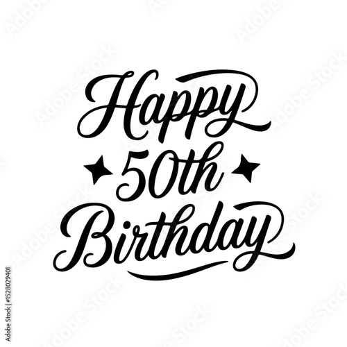 Happy 50th Birthday. Birthday Vector Design Isolated on White Background