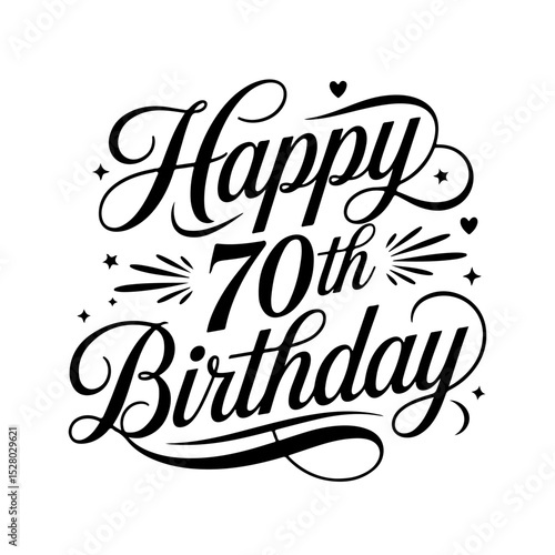 Happy 70th Birthday. Birthday Vector Design Isolated on White Background