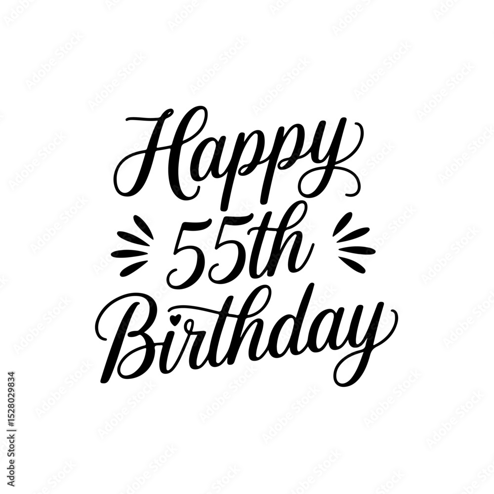 Happy 55th Birthday. Birthday Vector Design Isolated on White Background Happy 55th Birthday. Birthday Vector Design Isolated on White Background