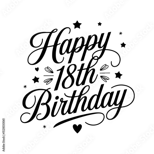 Happy 18th Birthday. Birthday Vector Design Isolated on White Background