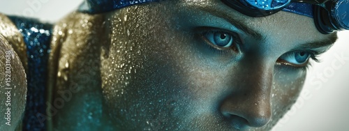 Swimmer woman with goggles preparing for competition