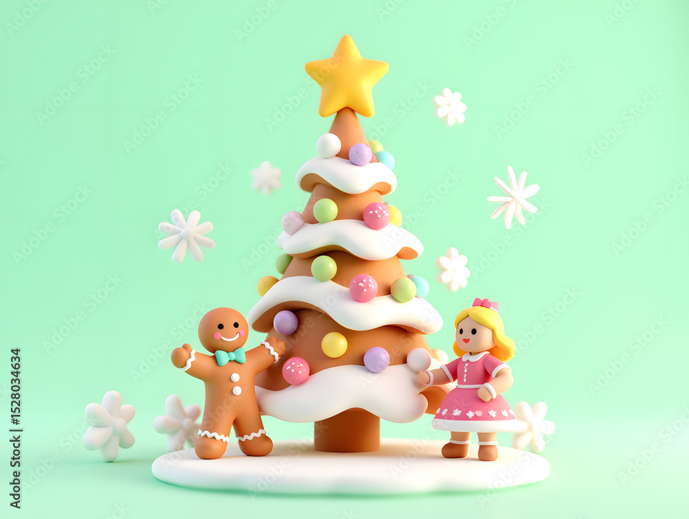 Naklejka premium Christmas Christmas tree celebration winter holiday festival new year 3D illustration