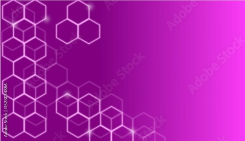 Purple and pink hexagonal geometric pattern design with a futuristic digital structure