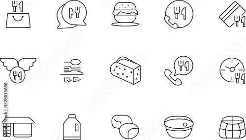 Restaurant Food Delivery Service Icons EPS Vector Graphics for Website and App Design