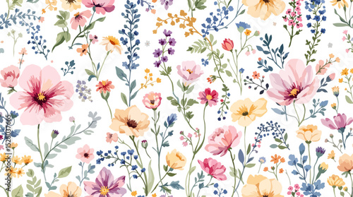 Flowers colorful watercolor Background