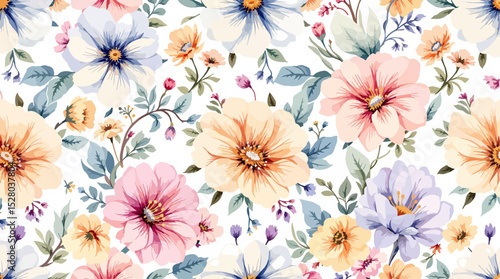 Flowers colorful watercolor Background