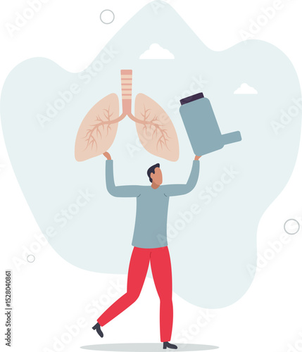 Asthma chronic disease with medical breathing problems.Allergic pollen symptoms with bronchial chest pain and spray for normal airways . character life .