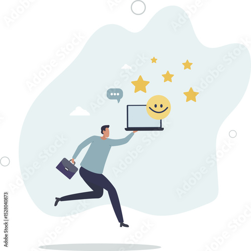 Positive thinking and optimism concept.Employee motivation.good reviews online. character life .