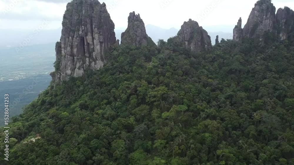Drone view of Jiangfeng Ridge Mountain and surrounding rainforest on Hainan Island in China 6 Drone view of Jiangfeng Ridge Mountain and surrounding rainforest on Hainan Island in China 6
