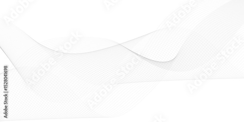 Abstract wavy white and grey curved lines on transparent background. Technology background, Design for brochure, flyer, banner, template, business wave lines background.	