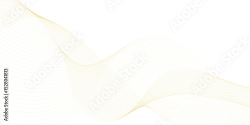 Abstract gold stripes wave line on transparent background Digital frequency track equalizer Stylized line art background. Vector illustration. Wave with lines created using blend tool Curved wavy line