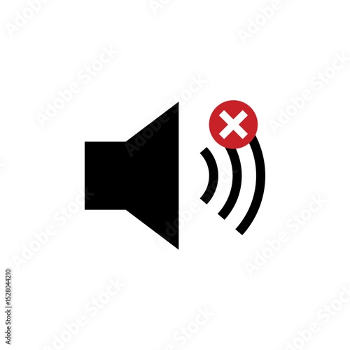 Flat Audio Mute Icon – Speaker Off Vector Illustration