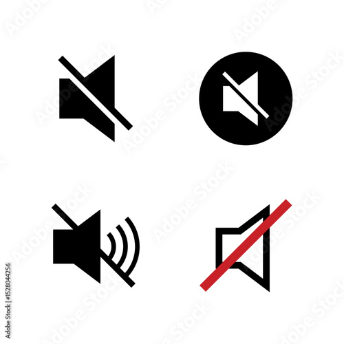 Mute Speaker Icon Collection – Vector Set of Sound Off Symbols