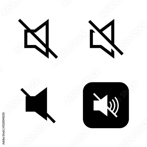 Mute Speaker Icon Collection – Vector Set of Sound Off Symbols