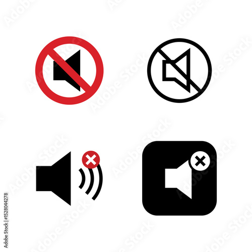 Mute Speaker Icon Collection – Vector Set of Sound Off Symbols