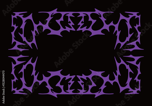 Cyber sigilism tribal frame border poster prurple clip art illustration vector streetwear clothing design tattoo ink sticker