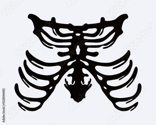 Skeleton rib thorax ink illustration vector wall art print, t shirt design, poster element, tattoo, sticker editable