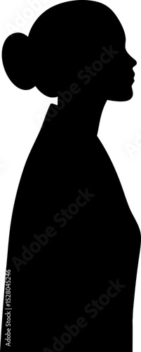Silhouette of a Woman with Updo Hairstyle in Profile View