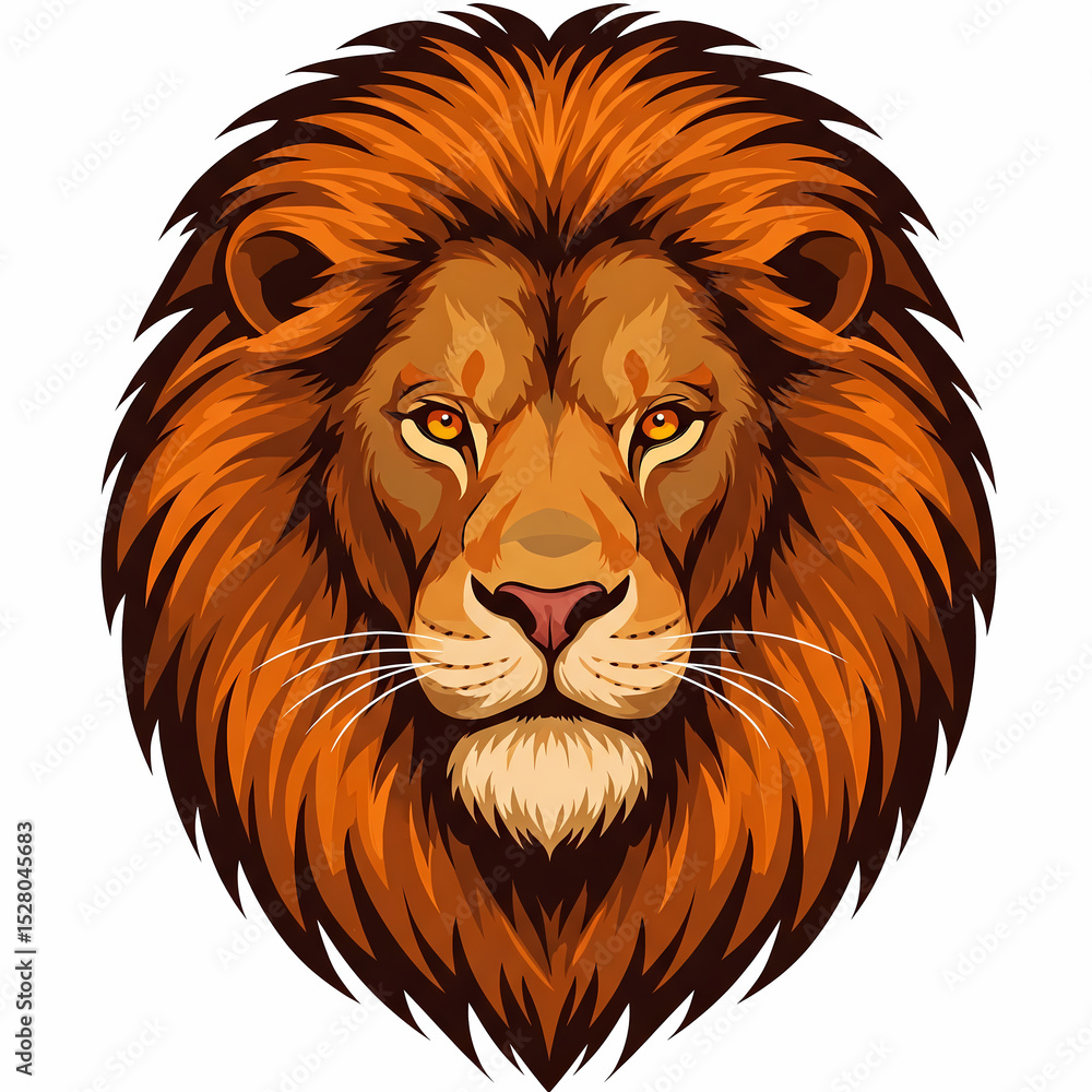Fototapeta premium Majestic Lion Head Portrait - Wild Animal Illustration