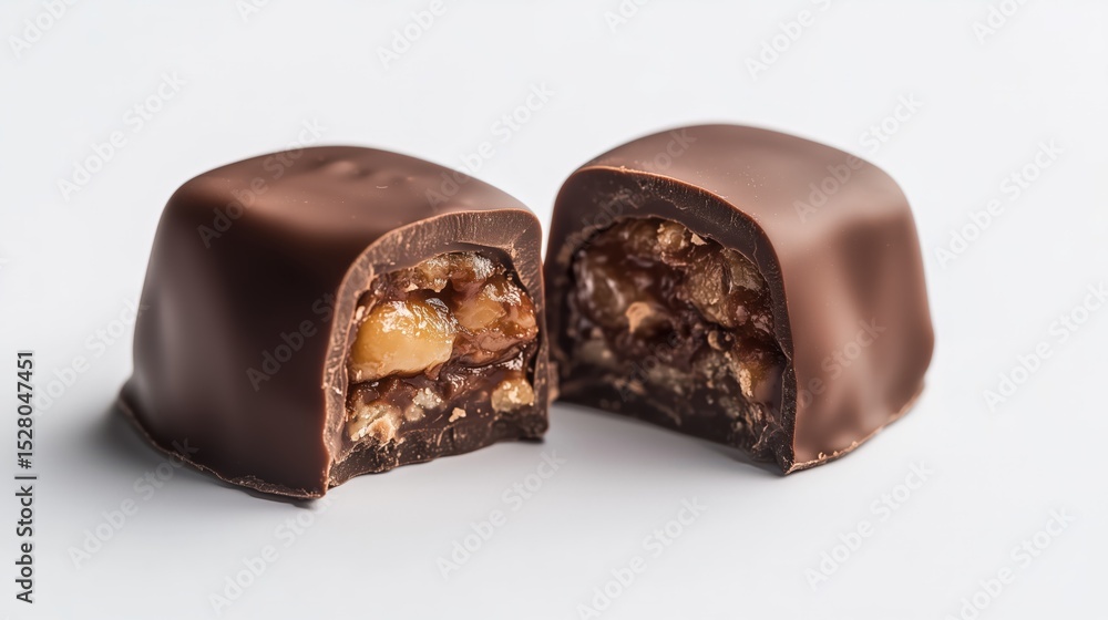 Obraz premium luxury chocolate praline with delicious filling on a clear white background