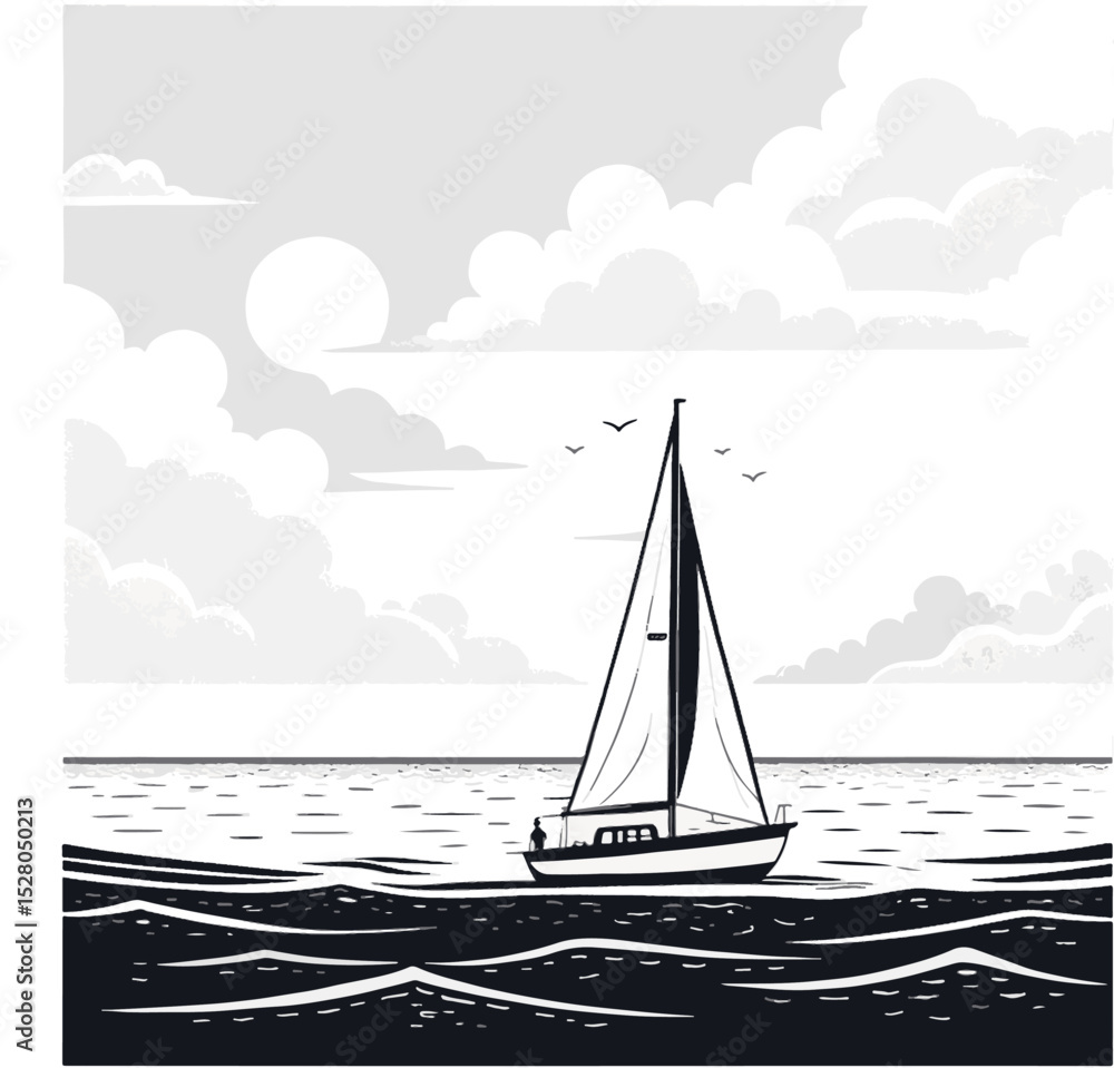 Fototapeta premium vector illustration of a sailing ship