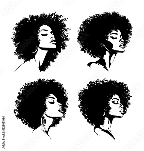 afro woman portrait vector collection