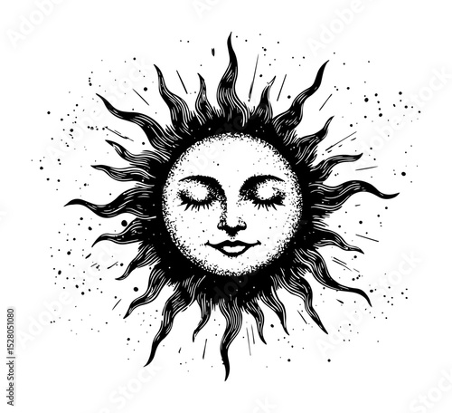 sun with human face celestial vector art
