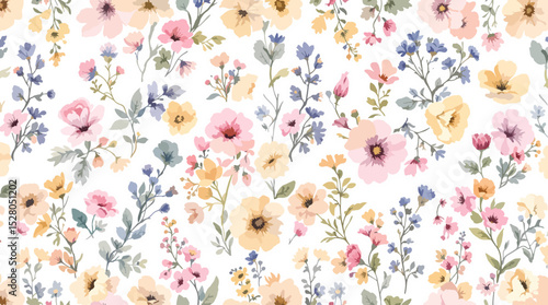 Flowers colorful watercolor Background